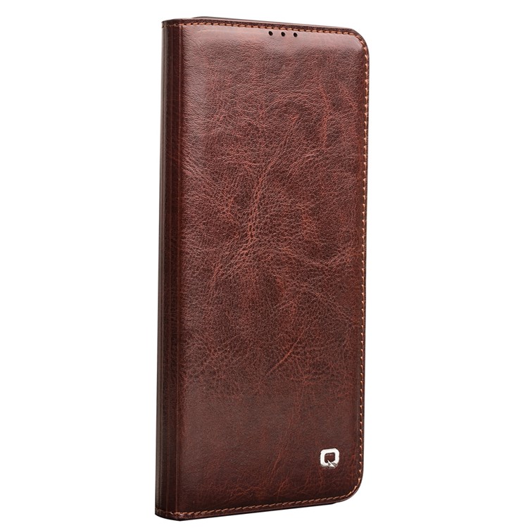 Coque En Cuir Véritable Qialino Classic Avec Emplacement De Carte Pour Oneplus 7 - Marron-2