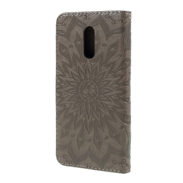 Sunflower Imprinting Leather Phone Casing for OnePlus 7 / 6T - Grey-2