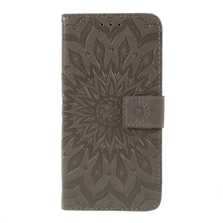 Sunflower Imprinting Leather Phone Casing for OnePlus 7 / 6T - Grey-3