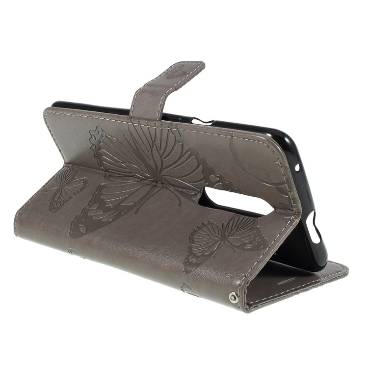 Imprint Butterfly Leather Wallet Case for OnePlus 7 Pro - Grey-7