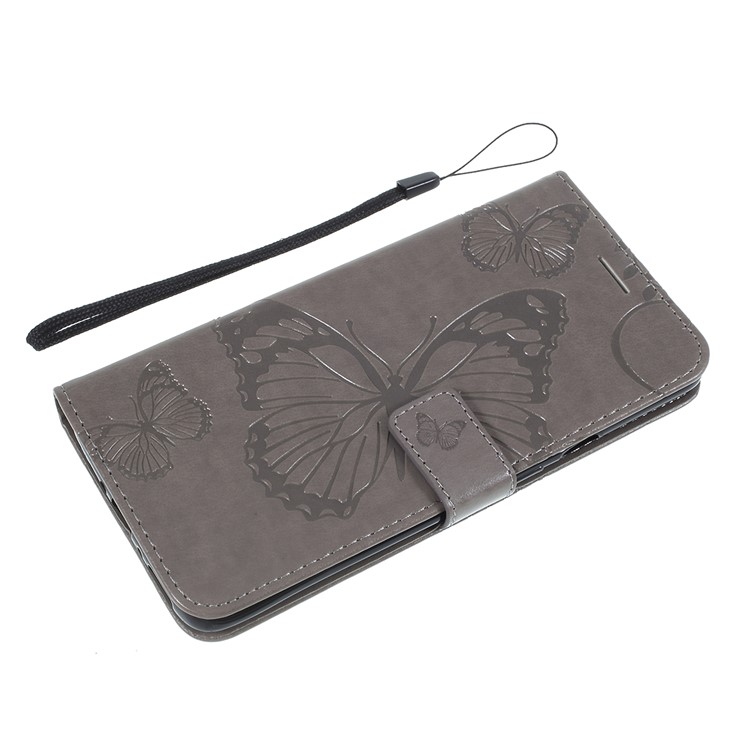 Imprint Butterfly Leather Wallet Case for OnePlus 7 Pro - Grey-9