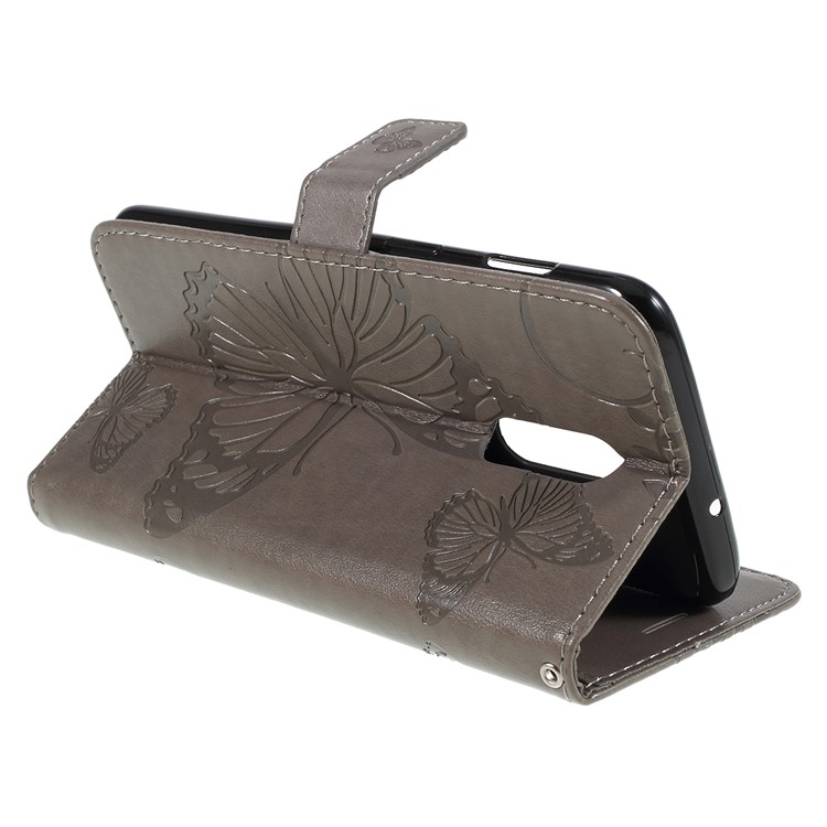 Imprint Butterfly Leather Wallet Case for OnePlus 7 / 6T - Grey-7