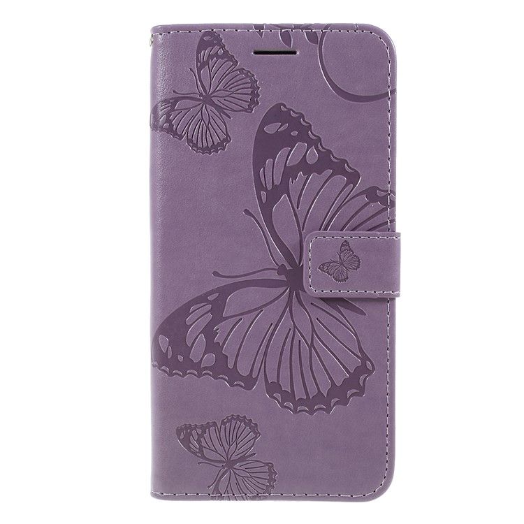Funda De Cuero Con Estampado De Mariposa Para Oneplus 7 / 6T - Púrpura-1