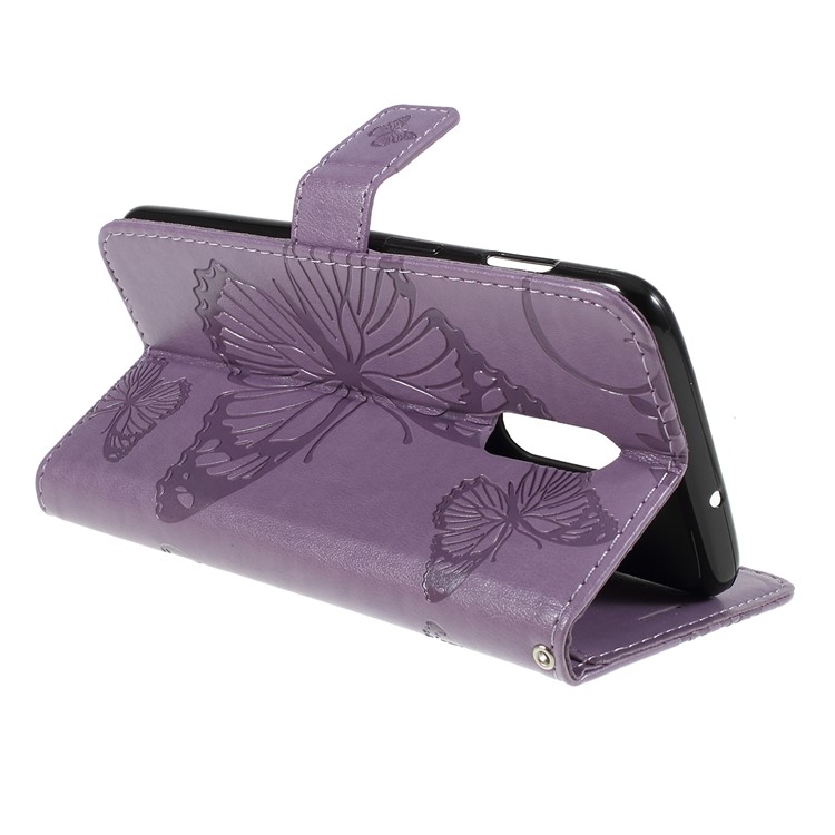 Funda De Cuero Con Estampado De Mariposa Para Oneplus 7 / 6T - Púrpura-3