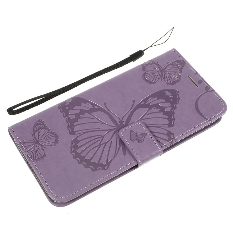 Funda De Cuero Con Estampado De Mariposa Para Oneplus 7 / 6T - Púrpura-5