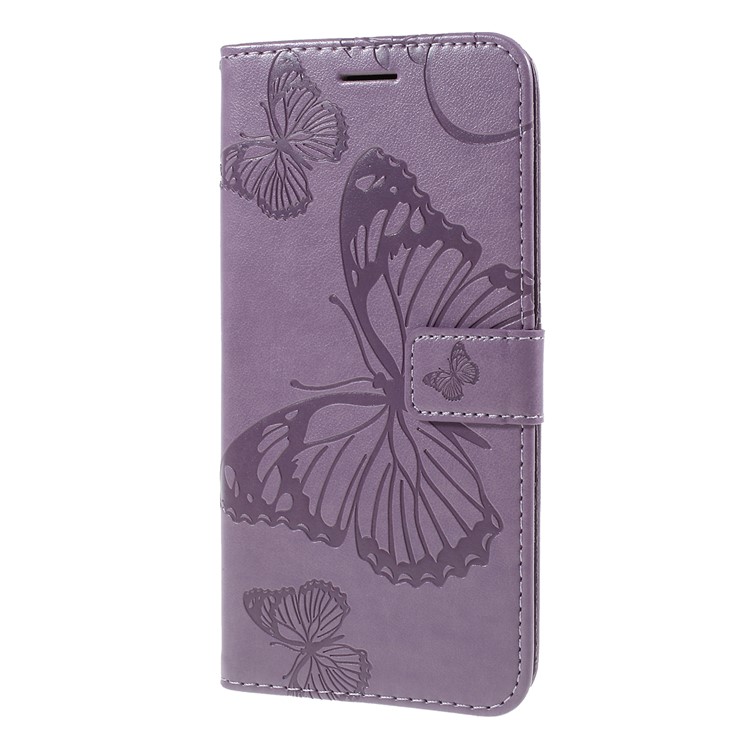 Funda De Cuero Con Estampado De Mariposa Para Oneplus 7 / 6T - Púrpura-6