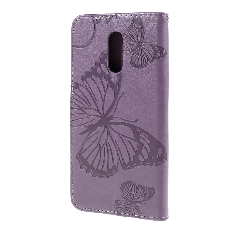 Funda De Cuero Con Estampado De Mariposa Para Oneplus 7 / 6T - Púrpura-7