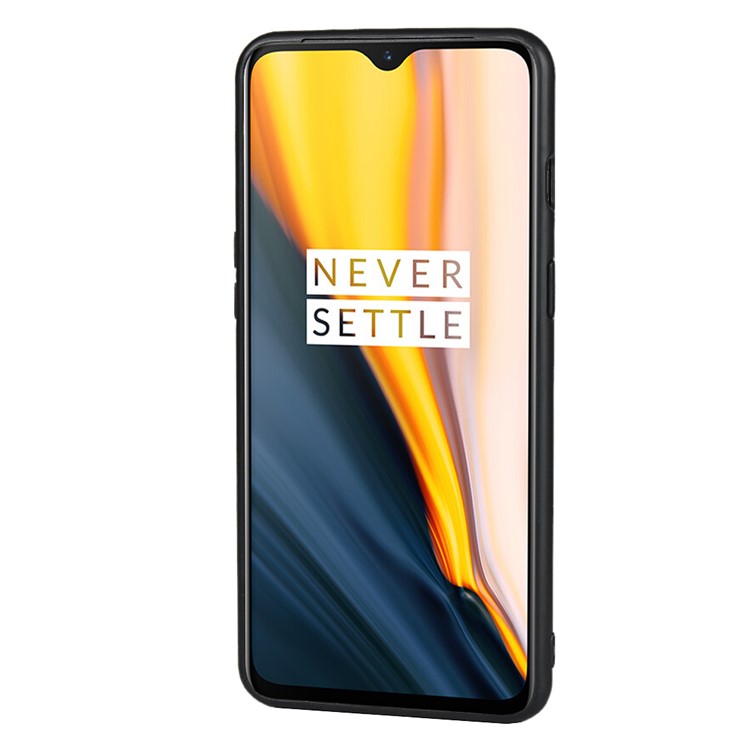 Dual Card Slots PU Leather Coated Hard PC Phone Casing Cover for OnePlus 7 - Black-3