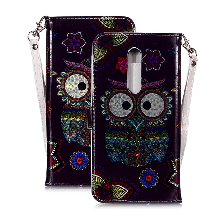 Custodia A Portafoglio In Pelle PU + TPU Con Stampa Motivo Per Oneplus 7 Pro - Gufo-1
