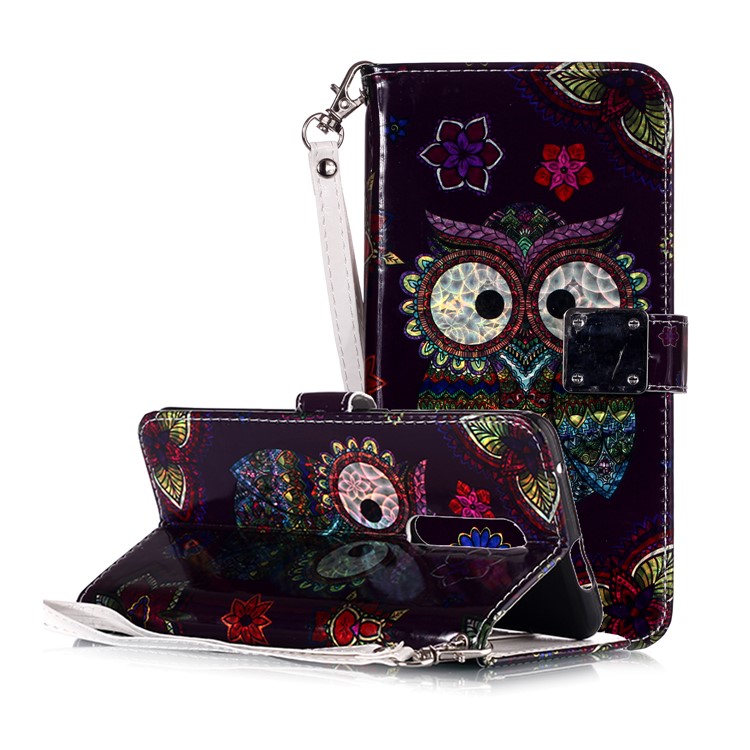 Custodia A Portafoglio In Pelle PU + TPU Con Stampa Motivo Per Oneplus 7 Pro - Gufo-2