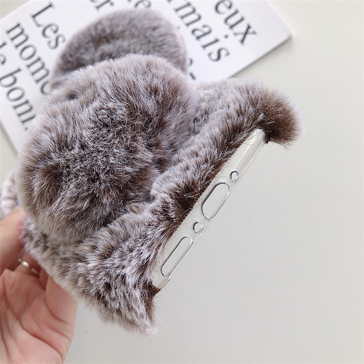 Lucky Dog Shape Fur Coated Soft TPU Casing for OnePlus 7 Pro - Brown-2