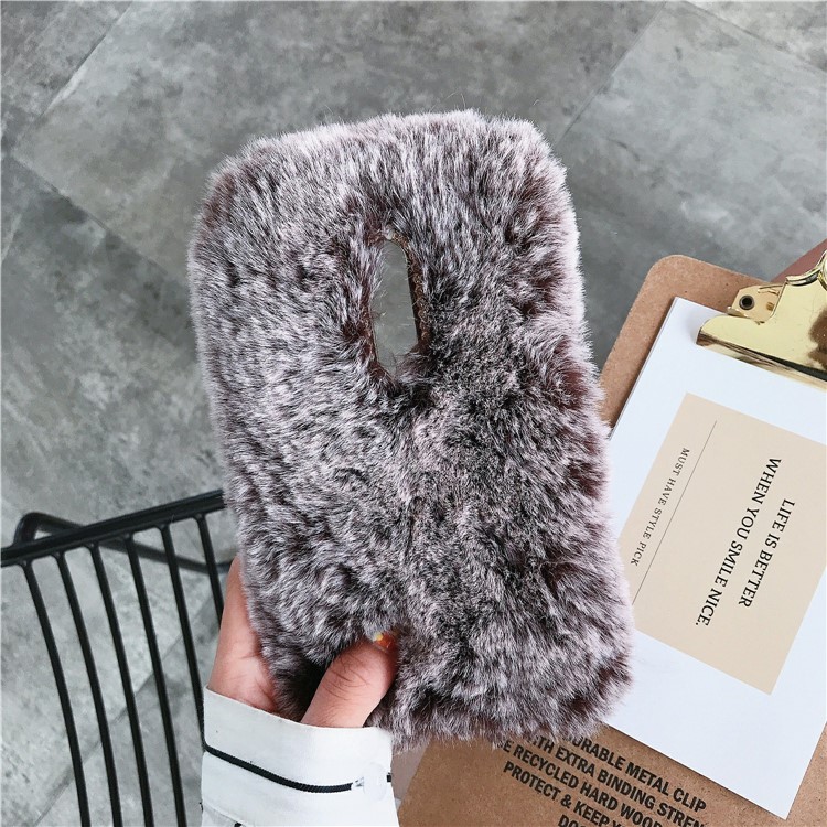 Soft Fur Coated Rhinestone TPU Casing for OnePlus 7 Pro - Coffee-1