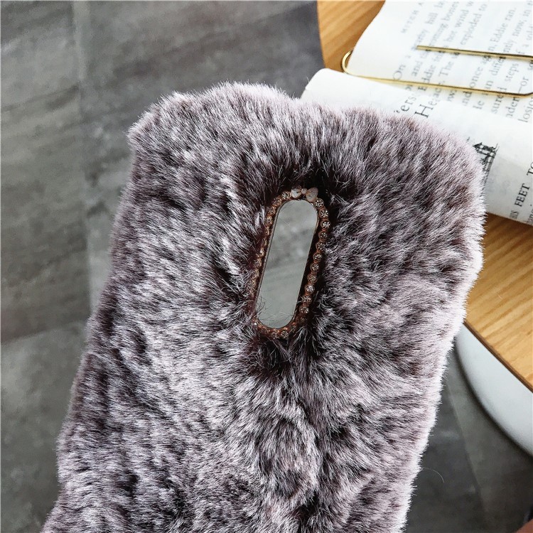 Soft Fur Coated Rhinestone TPU Casing for OnePlus 7 Pro - Coffee-3