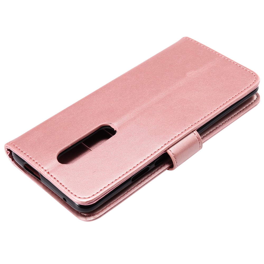 Impresión Flower And Cat Flip Leather Willet Fase Para OnePlus 7 Pro - Oro Rosa