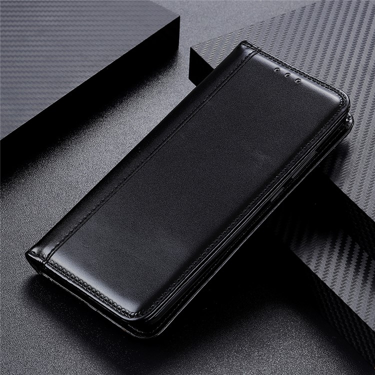 Auto-absorbed Split Leather Wallet Case Phone Cover for OnePlus 7T - Black-9