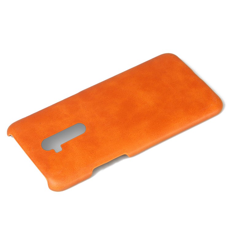 KSQ Crazy Horse Couro PU Revestido Caso PC Difícil Para OnePlus 7T Pro - Laranja-3