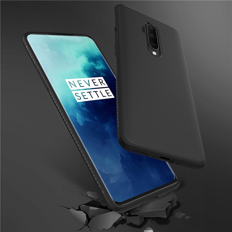 Джаз Серии Саржевого Текстуры ТПУ Сотовый Телефон Покрытия Для OnePlus 7T Про - Черный-7