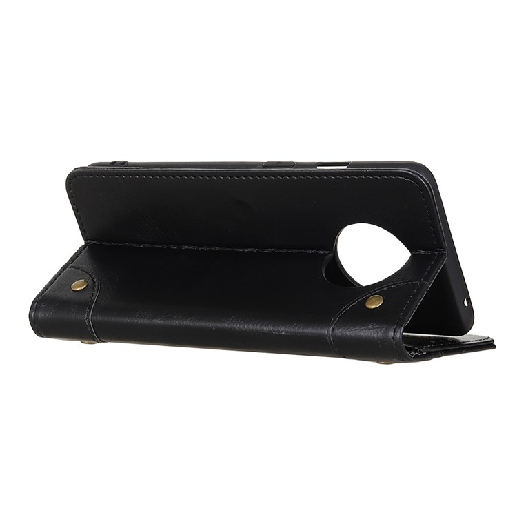 For OnePlus 7T Crazy Horse Surface Auto-absorbed Leather Casing - Black-4