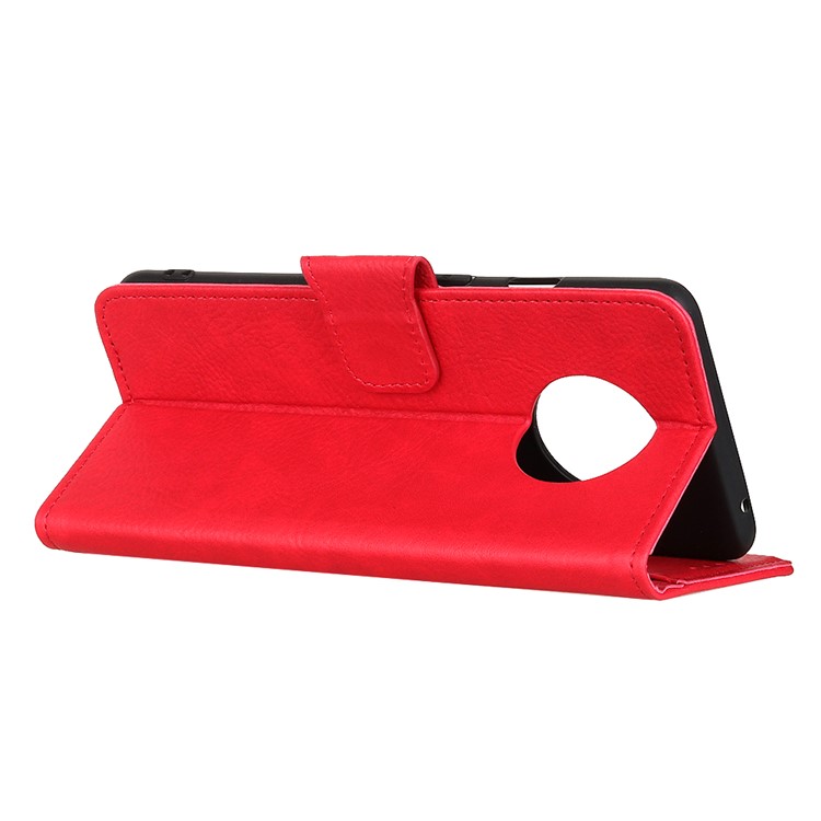 Pele Estilo Lichia Caso PU Carteira De Couro Para 7T OnePlus - Vermelho-10