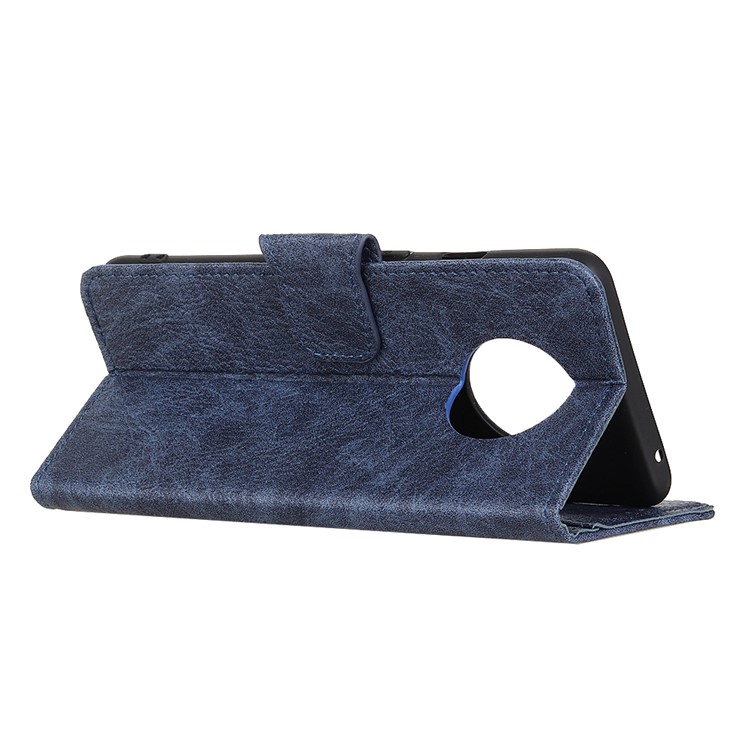 Pele Estilo Lichia Caso PU Carteira De Couro Para 7T OnePlus - Azul-10