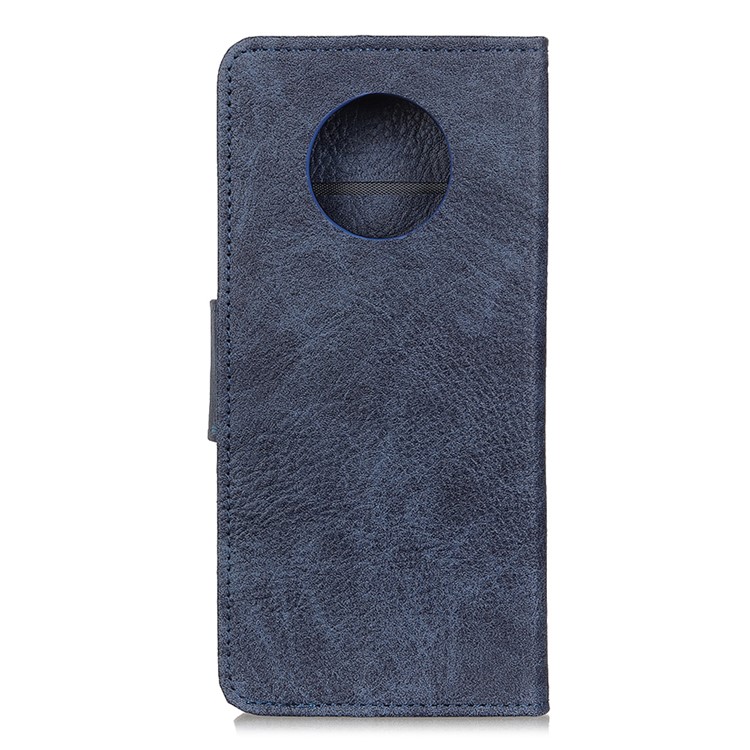 Pele Estilo Lichia Caso PU Carteira De Couro Para 7T OnePlus - Azul-9