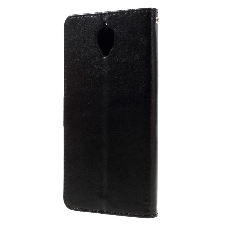 Crazy Horse Leather Wallet Stand Case for OnePlus 3 - Black-2