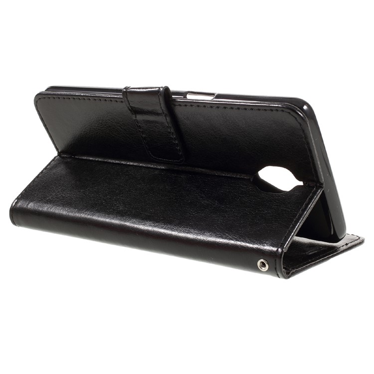 Crazy Horse Leather Wallet Stand Case for OnePlus 3 - Black-5