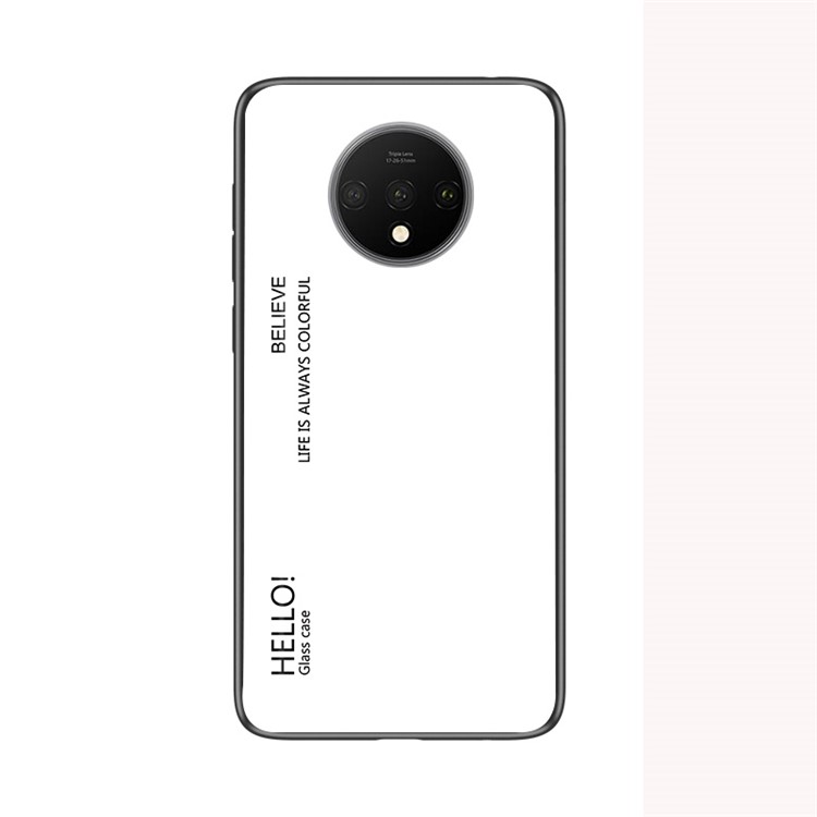 Para o OnePlus 7T Gradiente de Vidro Temperado TPU TPU Hybrid Telefone - Branco-2