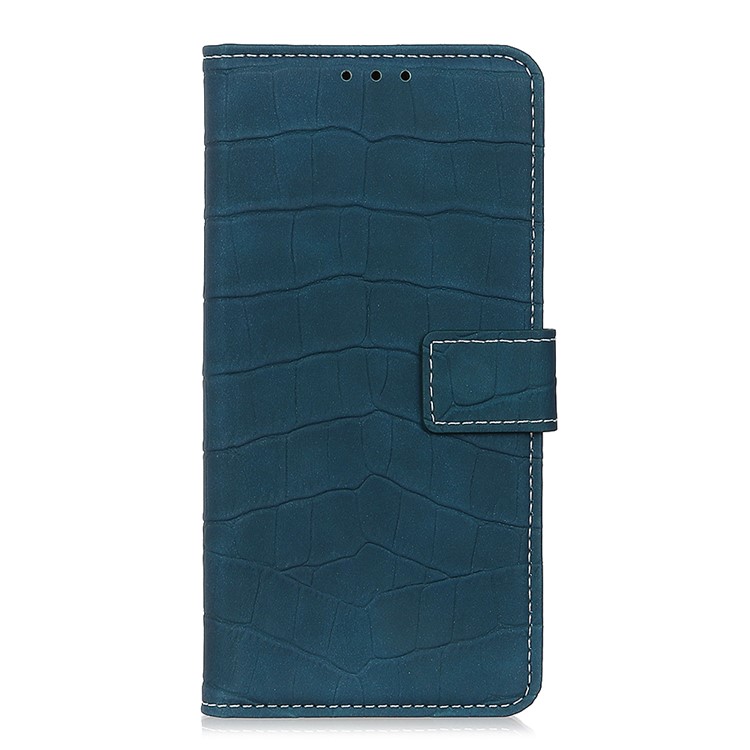 Crazy Horse Leather Wallet Stand Case Phone Cover for OnePlus 7T - Blackish Green-2