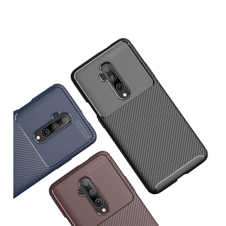 Gota De Fibra De Carbono Caso Da Tampa TPU Resistente Para OnePlus 7T Pró - Preto-10