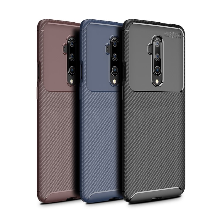 Gota De Fibra De Carbono Caso Da Tampa TPU Resistente Para OnePlus 7T Pró - Preto-11
