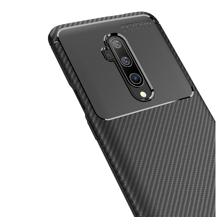 Gota De Fibra De Carbono Caso Da Tampa TPU Resistente Para OnePlus 7T Pró - Preto-3