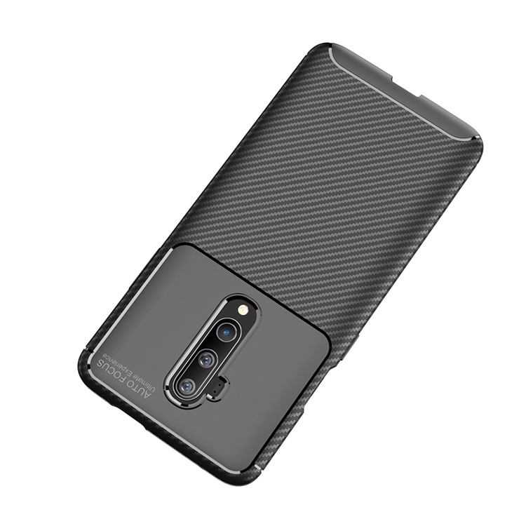 Gota De Fibra De Carbono Caso Da Tampa TPU Resistente Para OnePlus 7T Pró - Preto-6