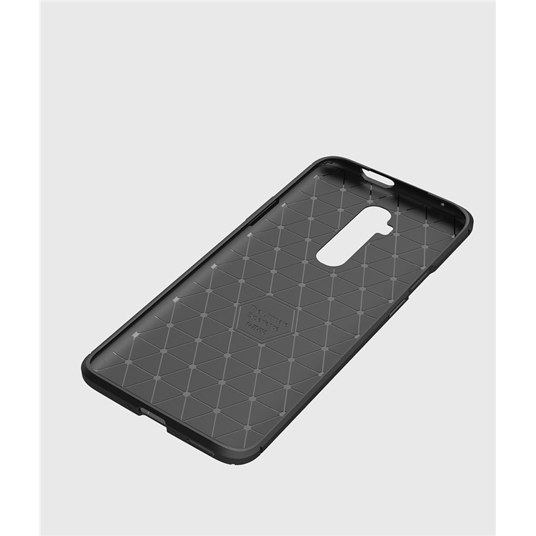 Gota De Fibra De Carbono Caso Da Tampa TPU Resistente Para OnePlus 7T Pró - Preto-8