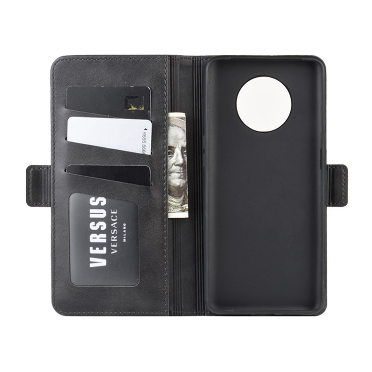 Magnet Adsorption Leather Wallet Phone Stand Cover Casing for OnePlus 7T - Black-4