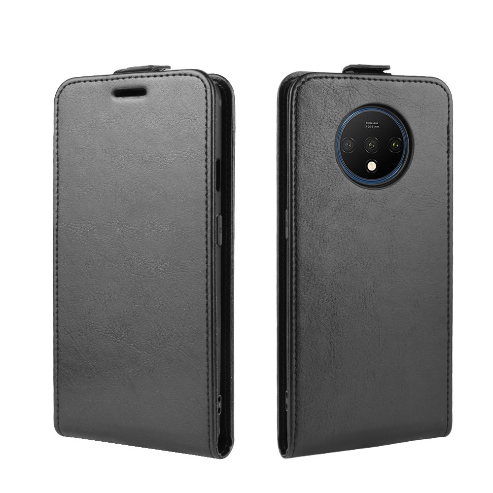 Crazy Horse Vertical Leather Case with Card Slot for OnePlus 7T - Black-2