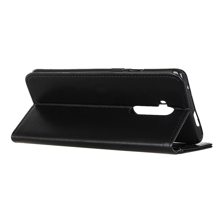 Cavalo Textura Tampa Do Telefone Carteira De Couro Louco Para OnePlus 7T Pro - Preto-3
