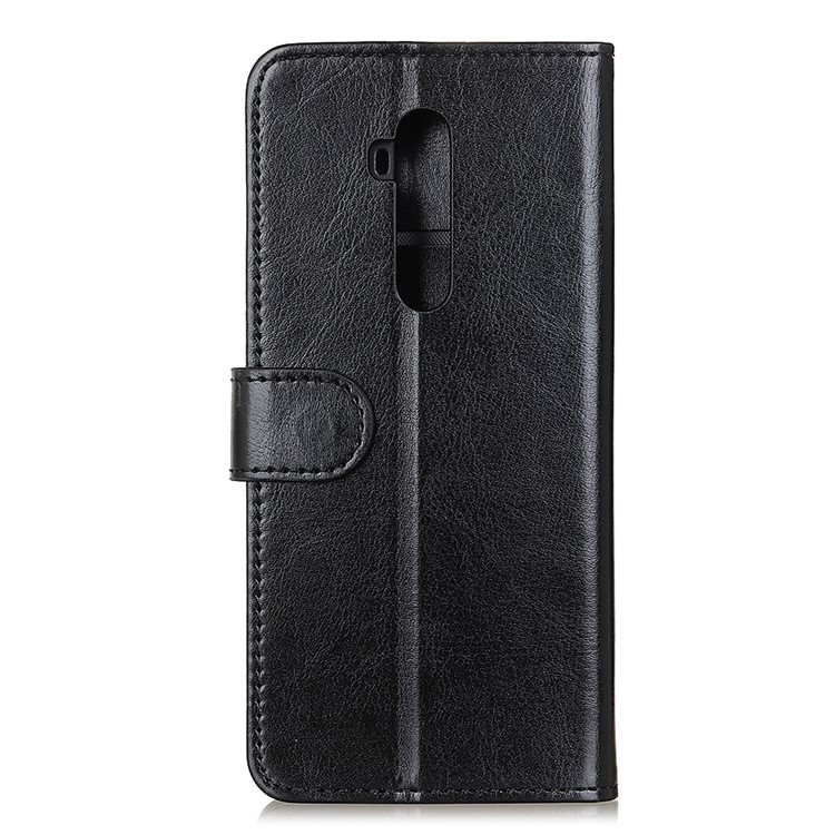 Cavalo Textura Tampa Do Telefone Carteira De Couro Louco Para OnePlus 7T Pro - Preto-4