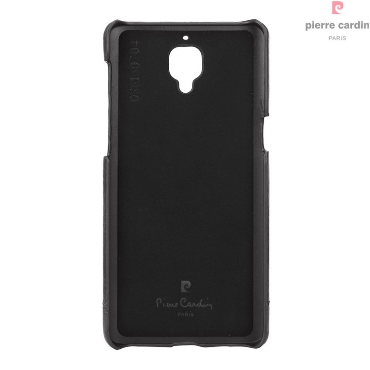 PIERRE CARDIN for OnePlus 3 Genuine Leather Coated Hard Mobile Case - Black-3