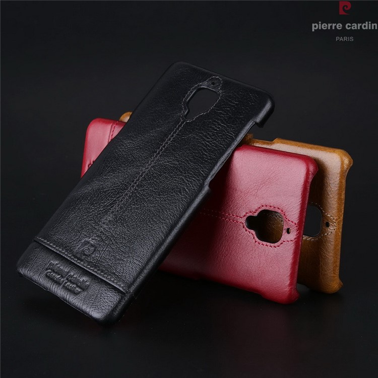 PIERRE CARDIN for OnePlus 3 Genuine Leather Coated Hard Mobile Case - Black-5