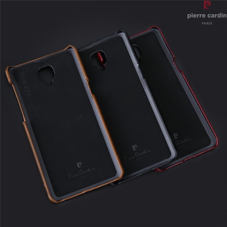 PIERRE CARDIN for OnePlus 3 Genuine Leather Coated Hard Mobile Case - Black-6