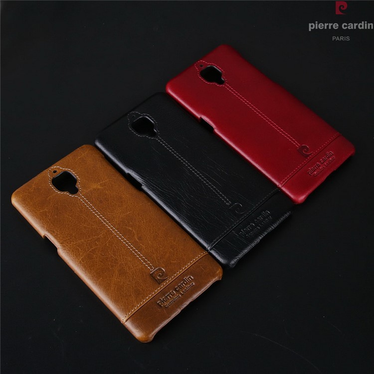 PIERRE CARDIN for OnePlus 3 Genuine Leather Coated Hard Mobile Case - Black-7