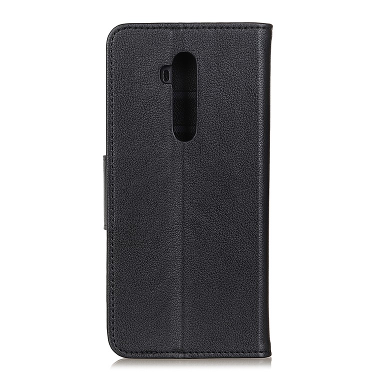Lichia Caso Da Pele De Couro Carteira Para OnePlus 7T Pro - Preto-8