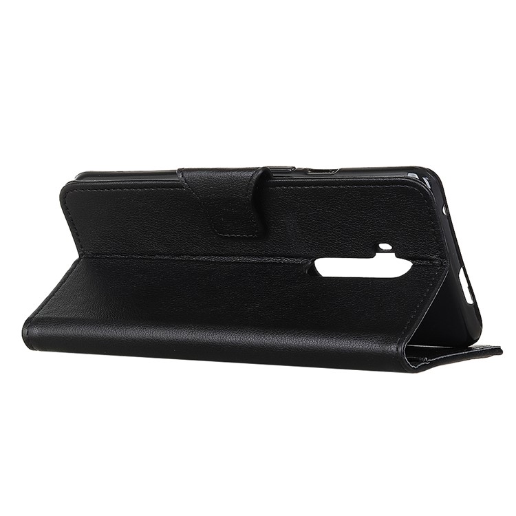 Lichia Caso Da Pele De Couro Carteira Para OnePlus 7T Pro - Preto-9