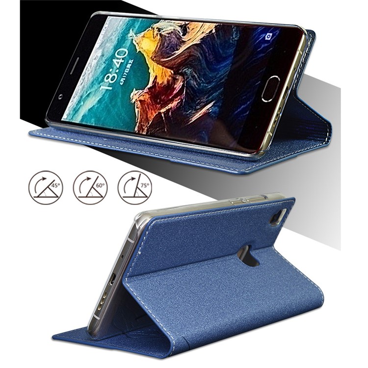 TSCASE Auto-absorbed Sand-like Texture Leather Case with Stand for One Plus 3 / 3T - Blue-3