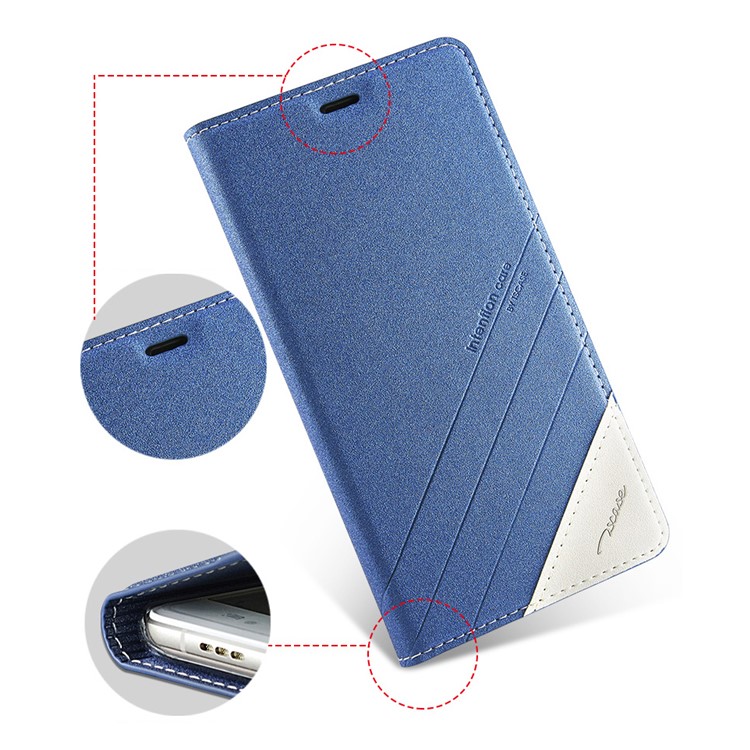TSCASE Auto-absorbed Sand-like Texture Leather Case with Stand for One Plus 3 / 3T - Blue-4