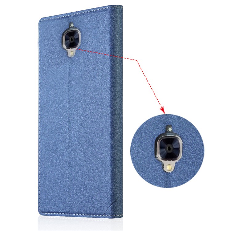 TSCASE Auto-absorbed Sand-like Texture Leather Case with Stand for One Plus 3 / 3T - Blue-5