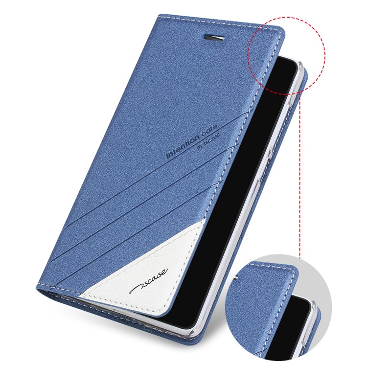 TSCASE Auto-absorbed Sand-like Texture Leather Case with Stand for One Plus 3 / 3T - Blue-6