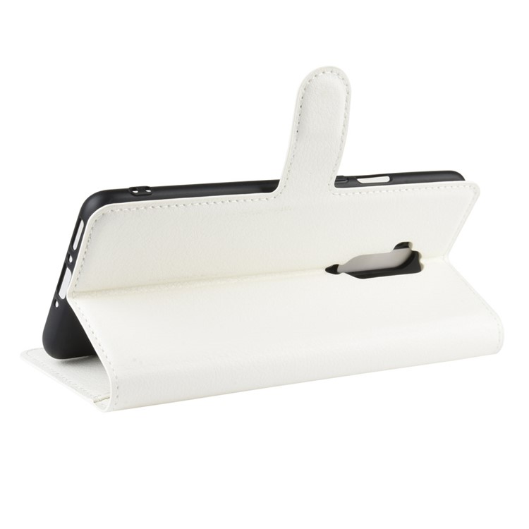 Lichia Grão Tampa Do Telefone Carteira De Couro Para OnePlus 7T Pro - Branco-6