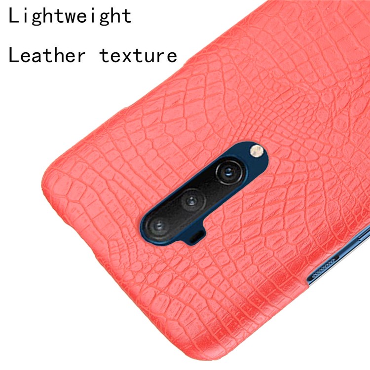 Crocodile Skin PU Leather Coated PC Case for OnePlus 7T Pro - Red-5